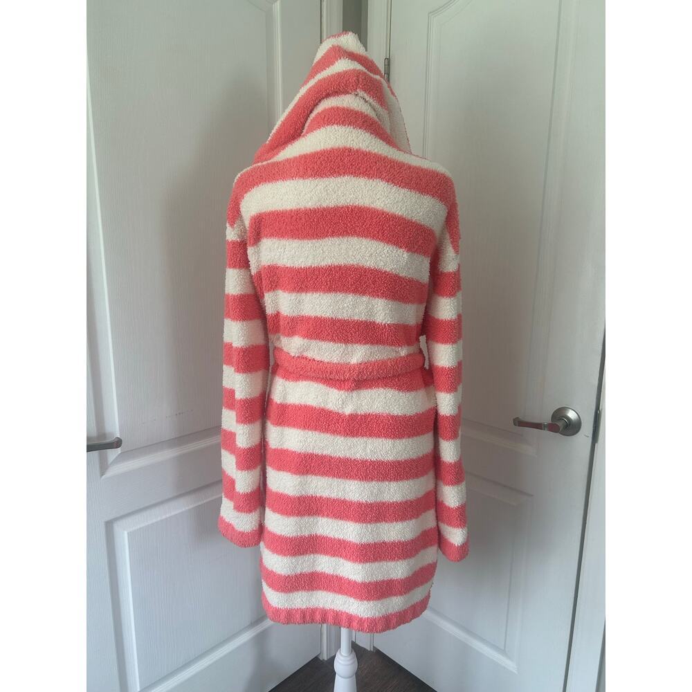 Barefoot Dreams Women’s Plush Hooded Spa Robe, Size 2, Coral Stripe, Ultra Soft. - Picture 2 of 9